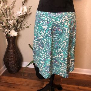 Ann Taylor Loft Turquoise Paisley Linen Skirt 10